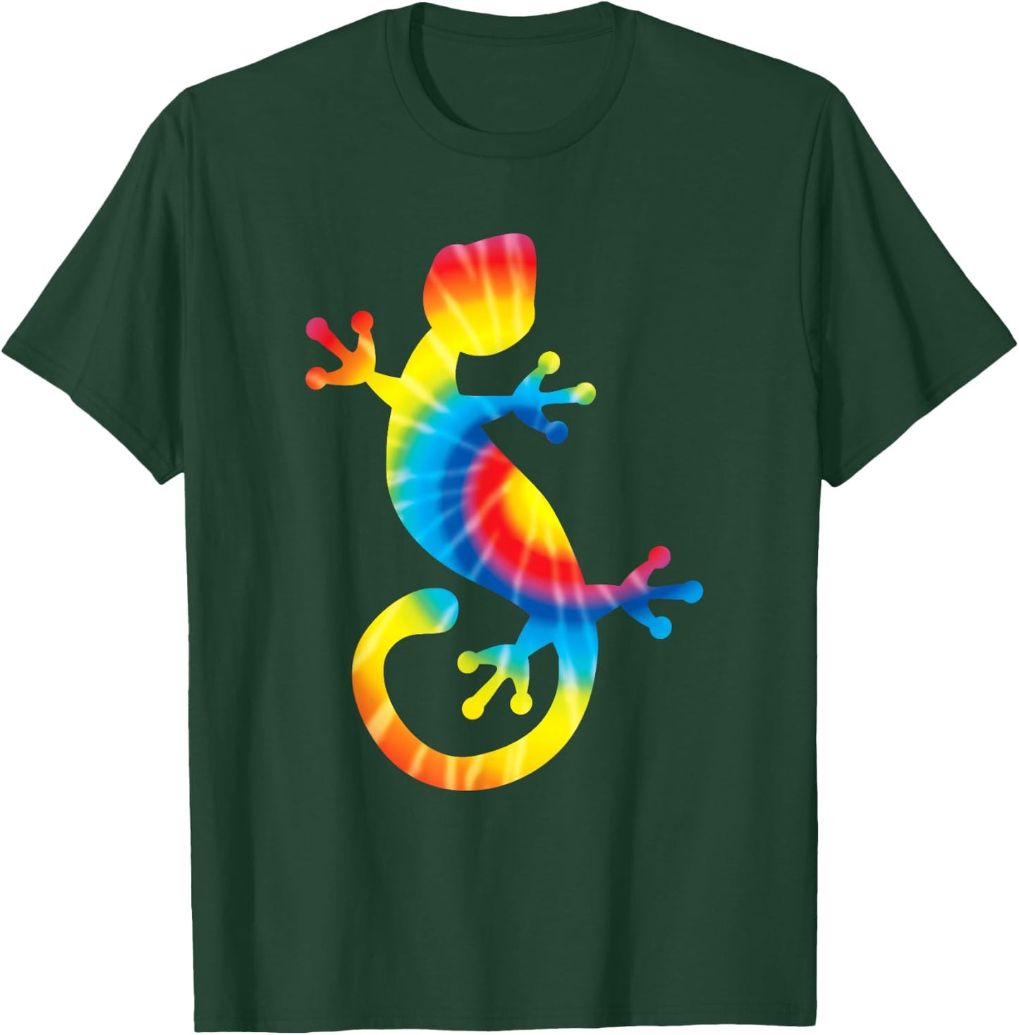 Tie Dye Gecko Rainbow Print Lizard Pet Hippie Peace Gift T-Shirt - T-Shirt | Forest