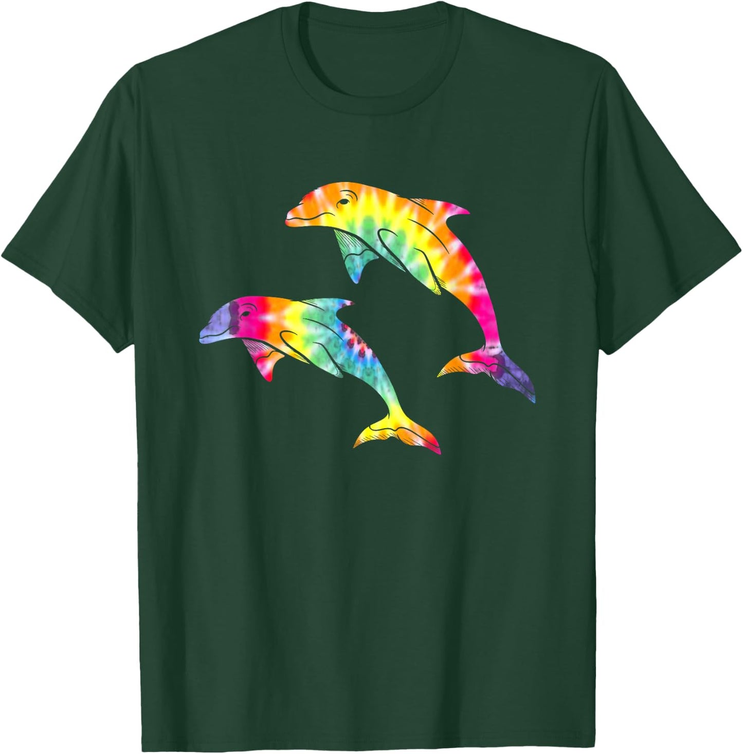Tie Dye Dolphins Swimming Funny Marine Gift Men Women Kids T-Shirt - T-Shirt | Forest