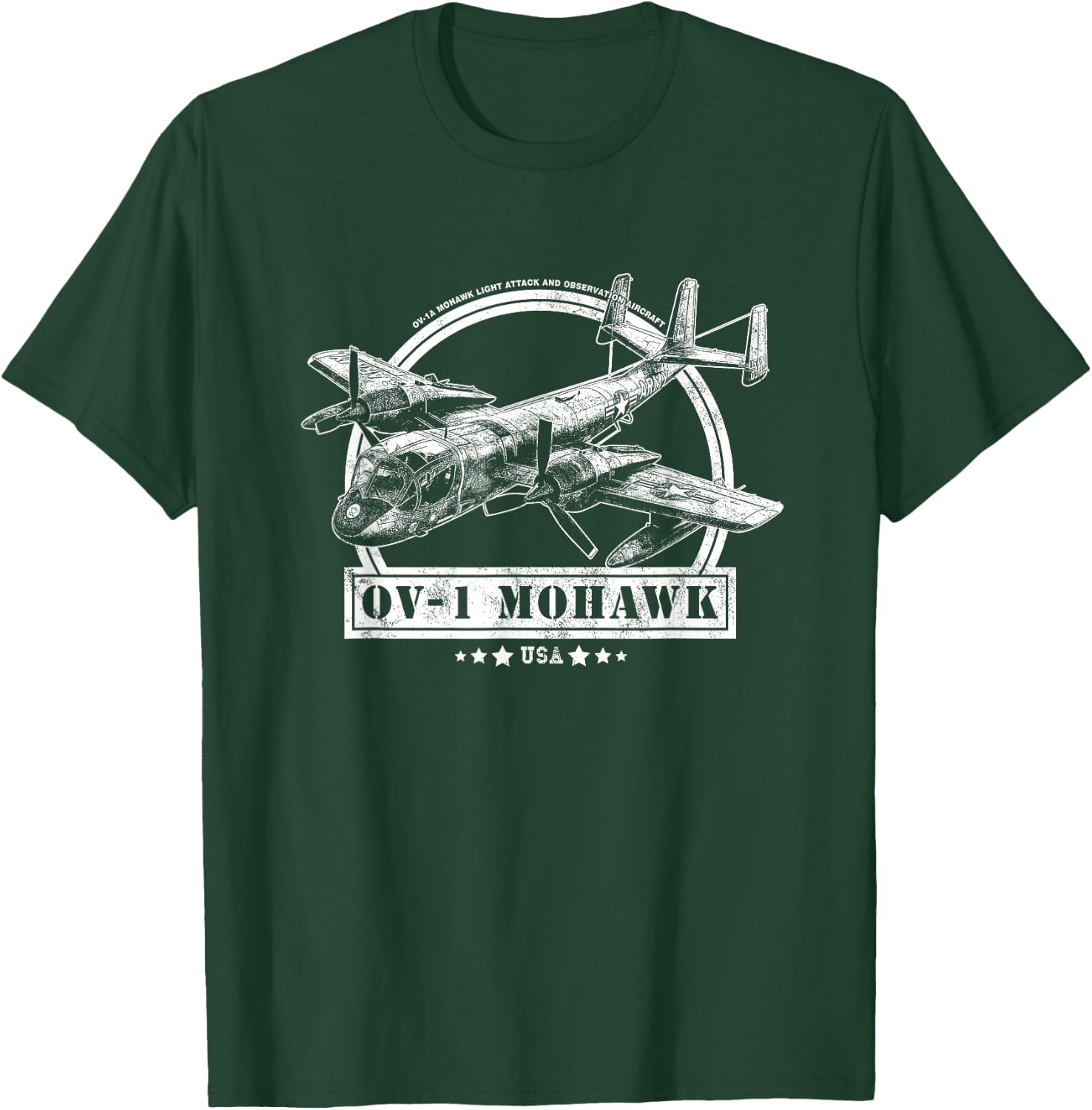 OV-1 Mohawk Aircraft T-Shirt - T-Shirt | Forest