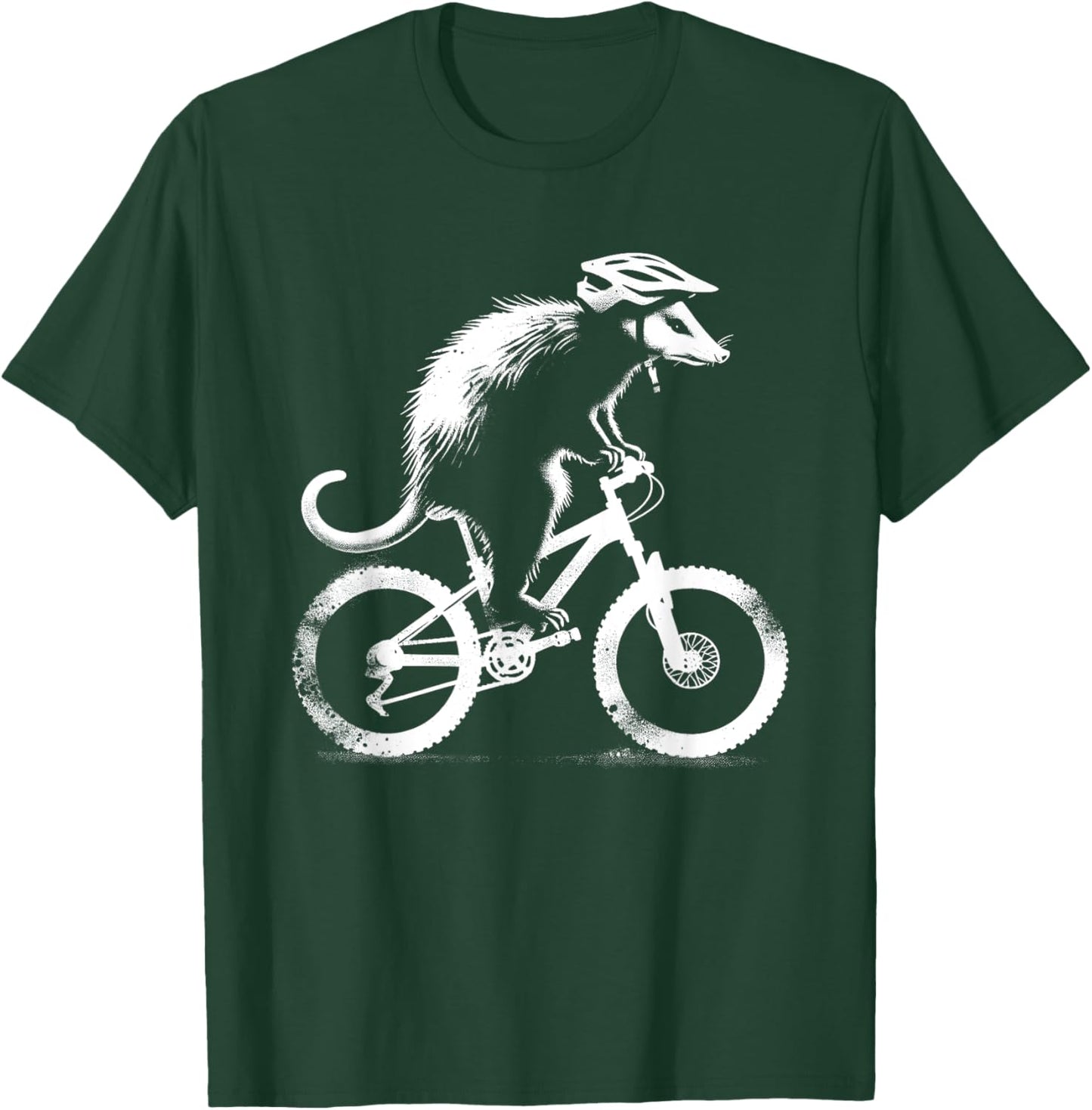 Opossum On Bicycle - Funny Graphic Biking Possum Lover T-Shirt - T-Shirt | Forest