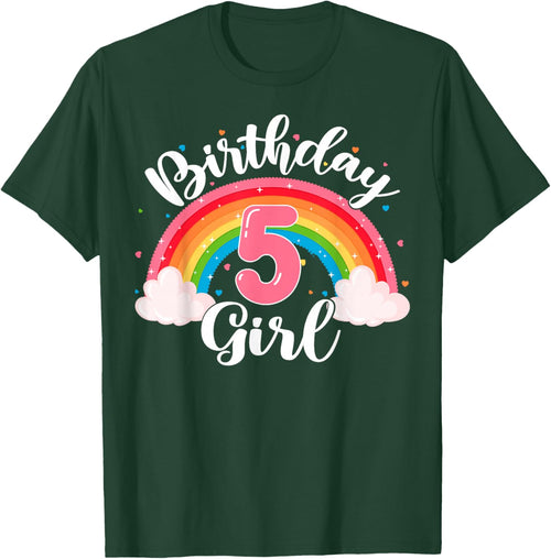 Birthday Girl 5 Years Old Rainbow Theme 5th Birthday Party