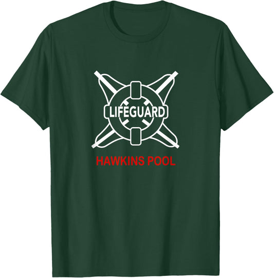 Stranger Things Lifeguard Hawkins Pool Vintage Classic Logo T-Shirt - T-Shirt | Forest
