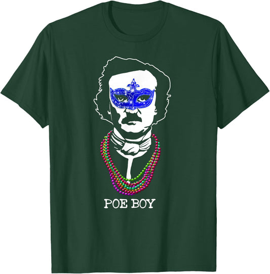 Funny Edgar Allan Poe Mardi Gras Mashup T-Shirt - T-Shirt | Forest
