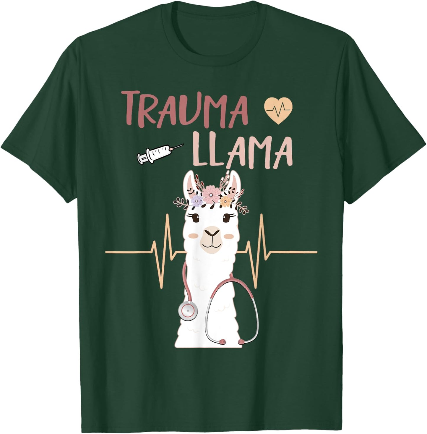 Trauma Llama Nurse EMT Paramedic Nursing Alpaca Gift T-Shirt - T-Shirt | Forest