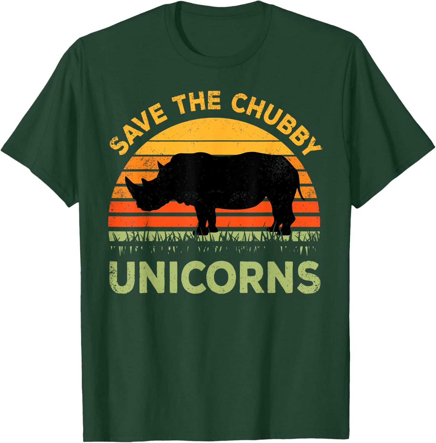 Save The Chubby Unicorns Rhino Rhinoceros African Animal T-Shirt - T-Shirt | Forest