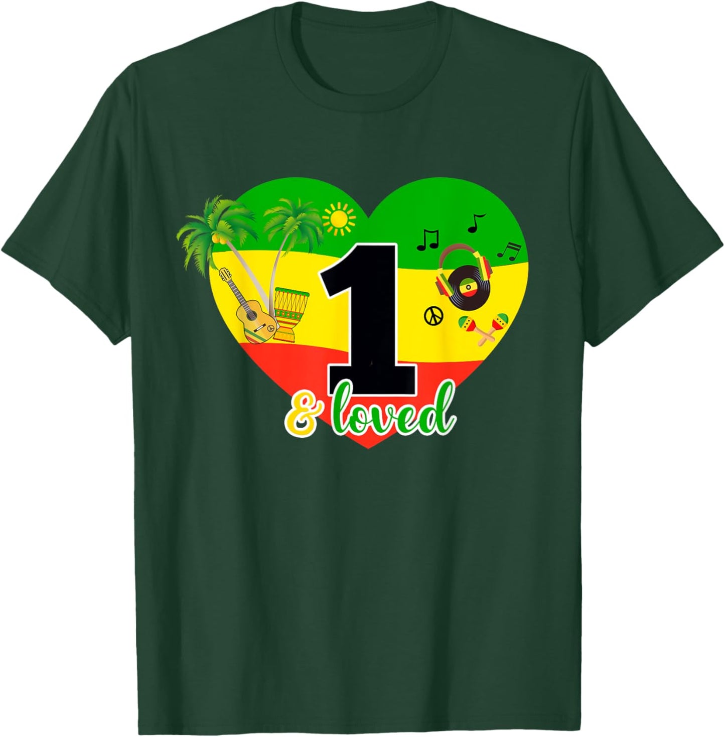 1st Birthday Jamaica King Party Theme Outfit One Year Old T-Shirt - T-Shirt | Forest