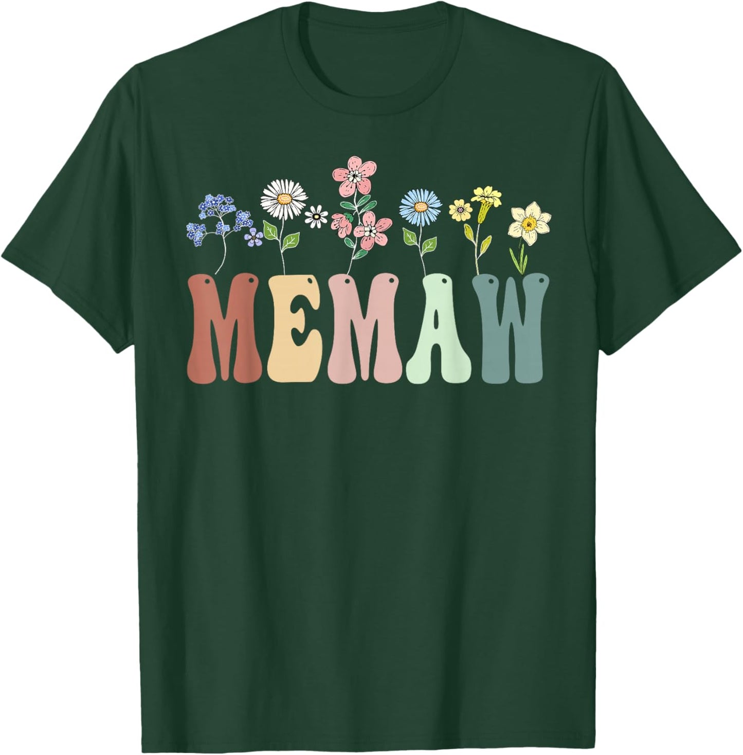Memaw Gifts Women Wildflower Floral Design Memaw T-Shirt - T-Shirt | Forest
