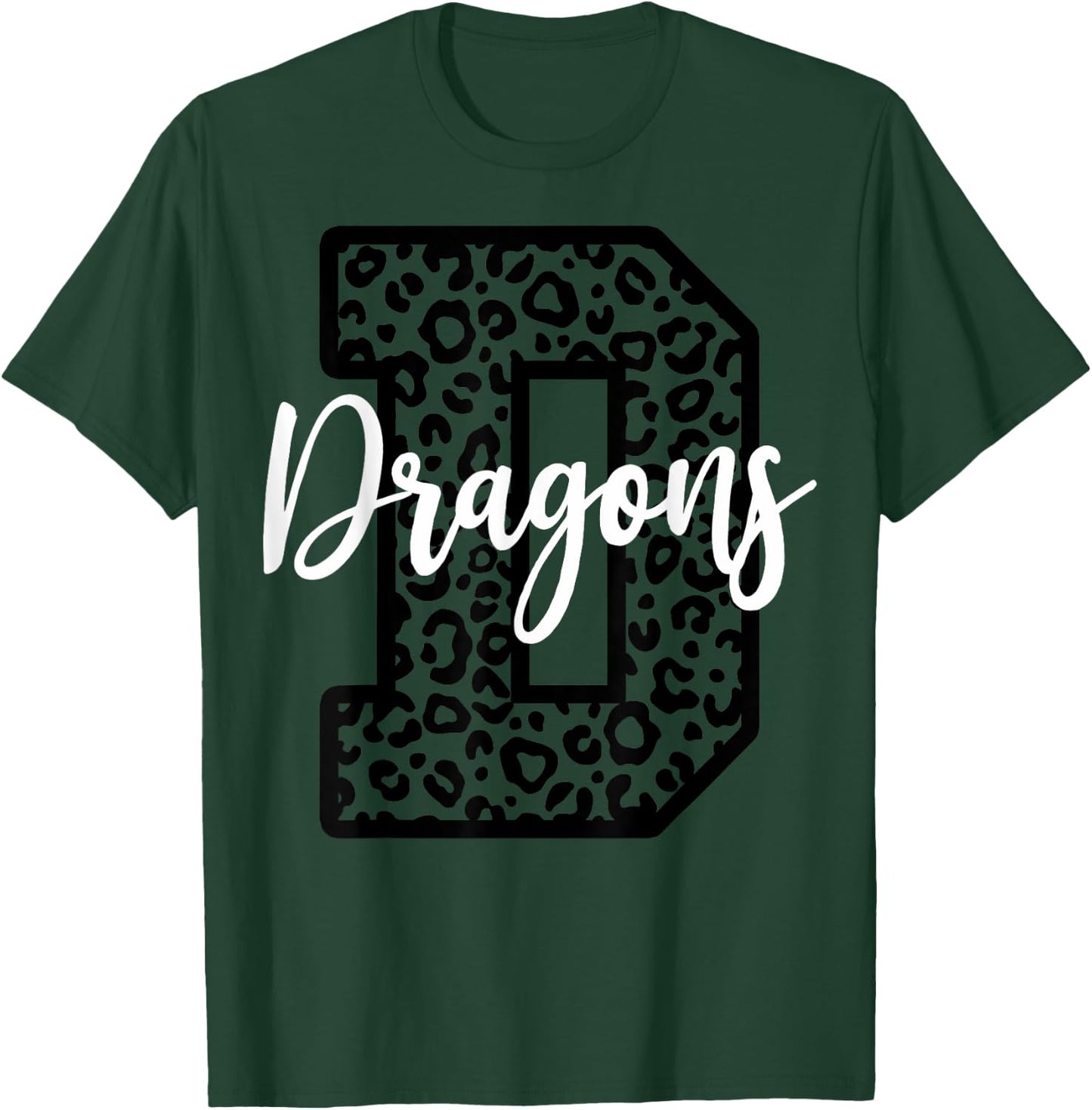 Dragons School Spirit Leopard Cheer Fan Sport Game Day T-Shirt - T-Shirt | Forest