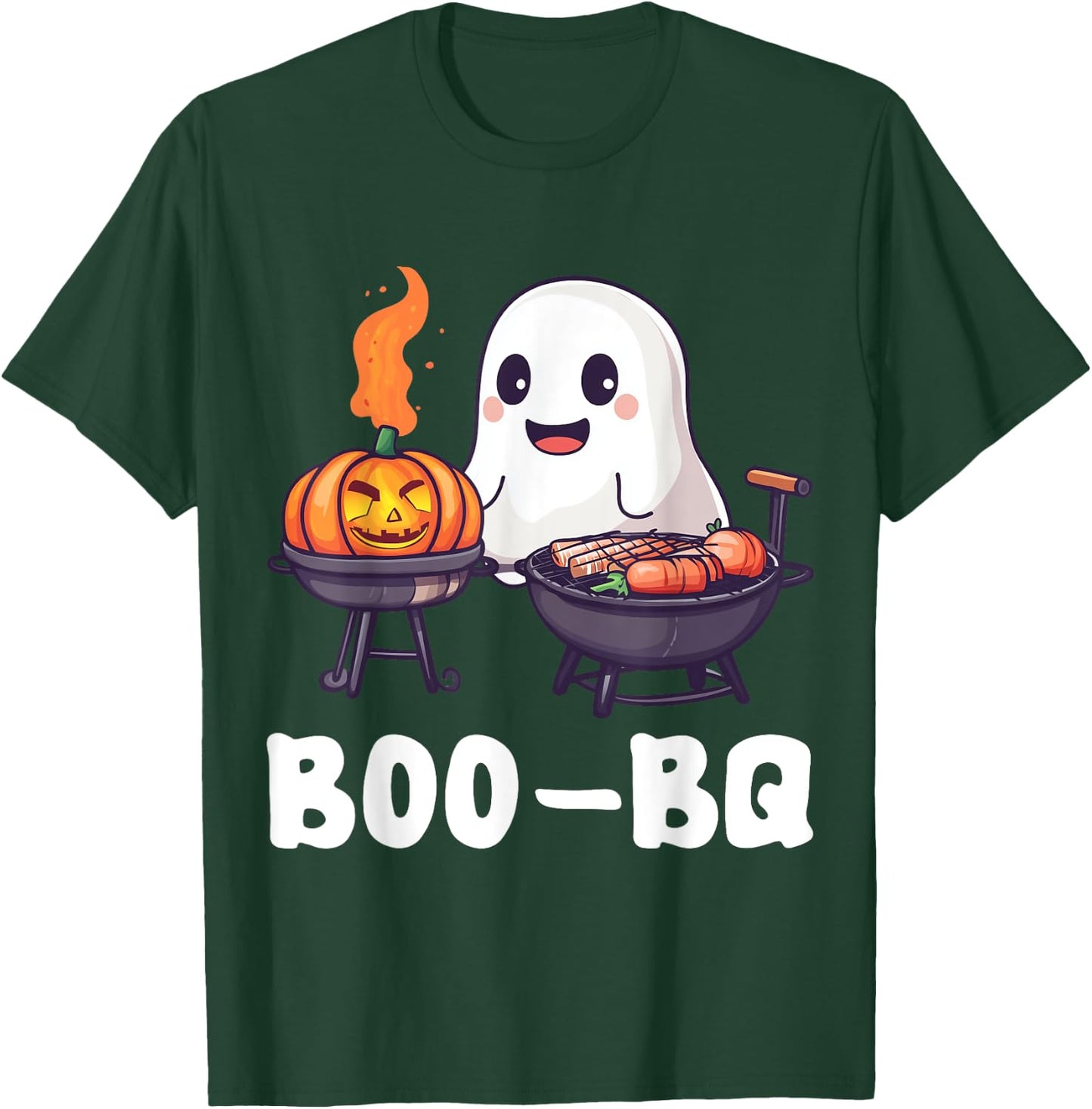 Fun BBQ Barbecue Boo Ghost Halloween Matching Costume Boo-BQ T-Shirt - T-Shirt | Forest