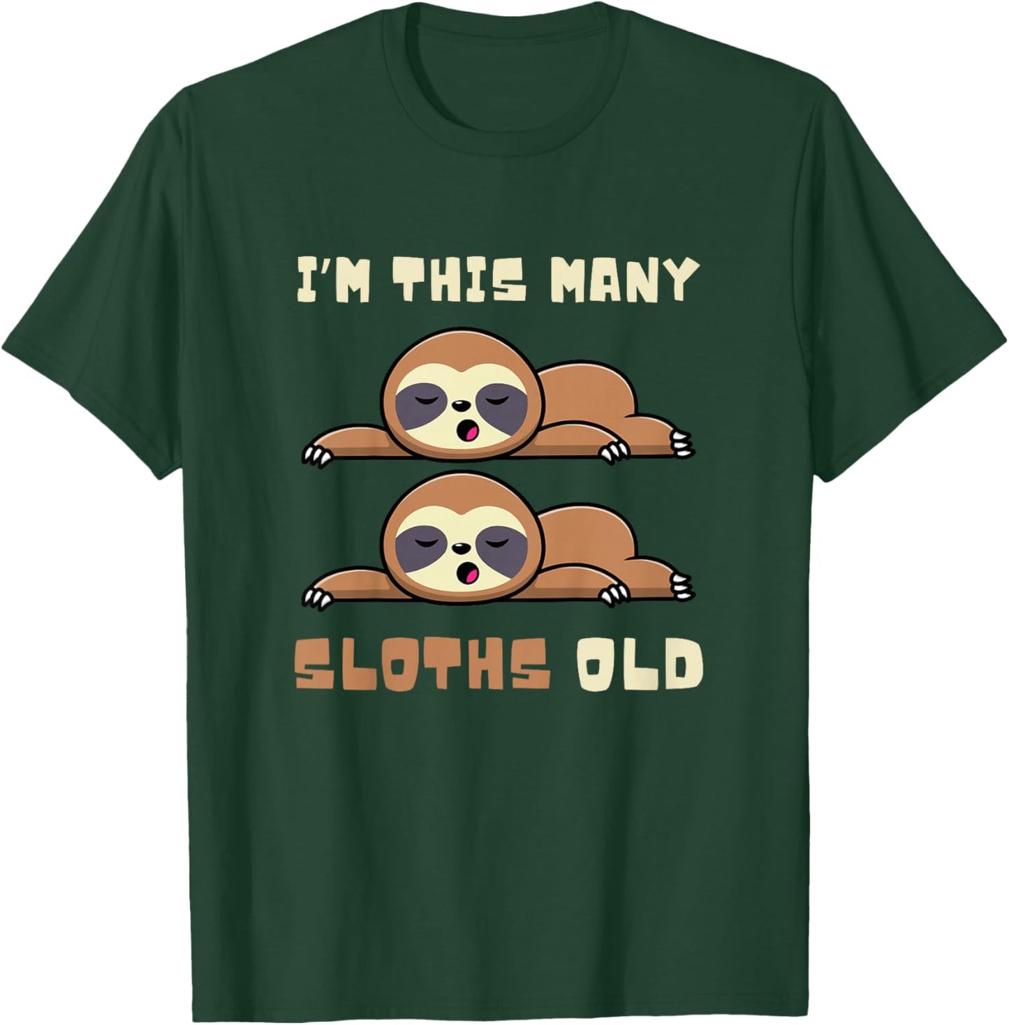 I'm This Many Sloths Old Sloth 2nd Birthday 2 Years Old Bday T-Shirt - T-Shirt | Forest