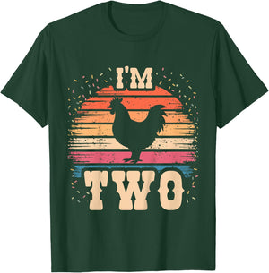 Chicken 2 Year Old Birthday Boy Girl 2nd Chicken Birthday T-Shirt - T-Shirt | Forest