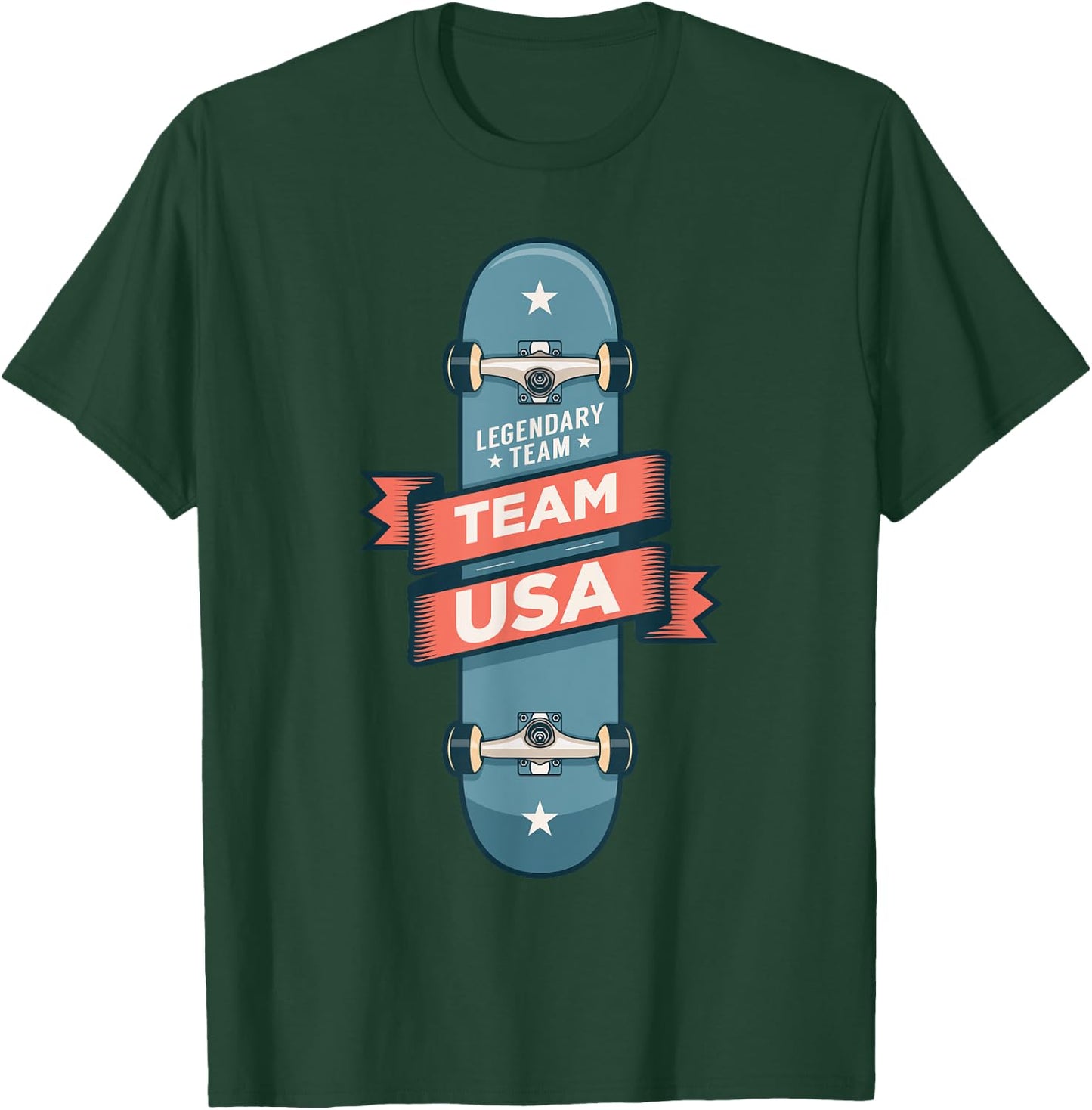 Skateboarding USA Support the Team Shirt USA Flag Skateboard T-Shirt - T-Shirt | Forest