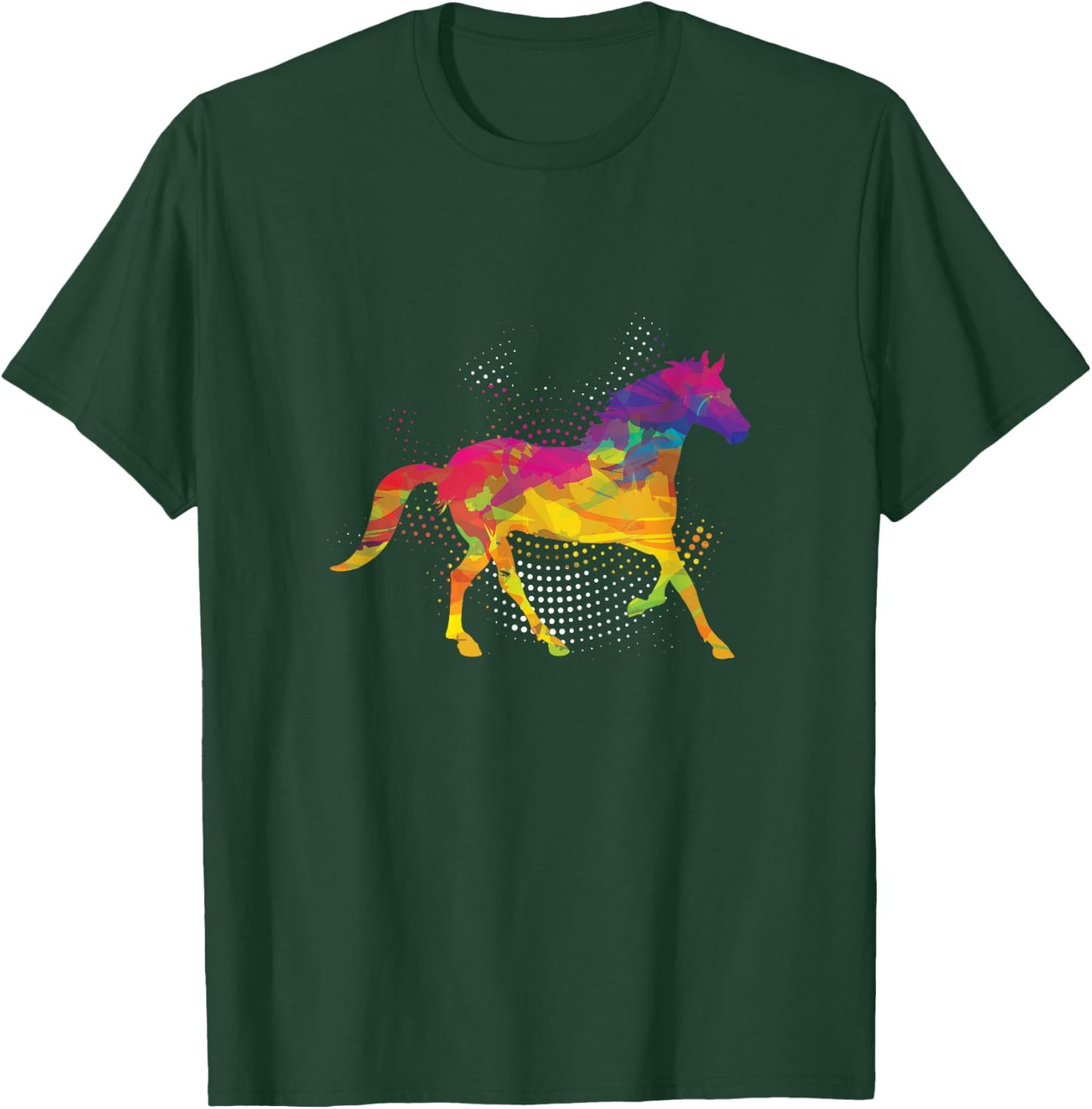 Horse Lover Equestrian Horse Jockey Fan Polygon Animal Lover T-Shirt - T-Shirt | Forest