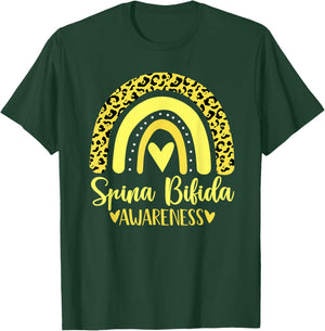 Spina Bifida Awareness Rainbow Yellow Ribbon Support T-Shirt - T-Shirt | Forest