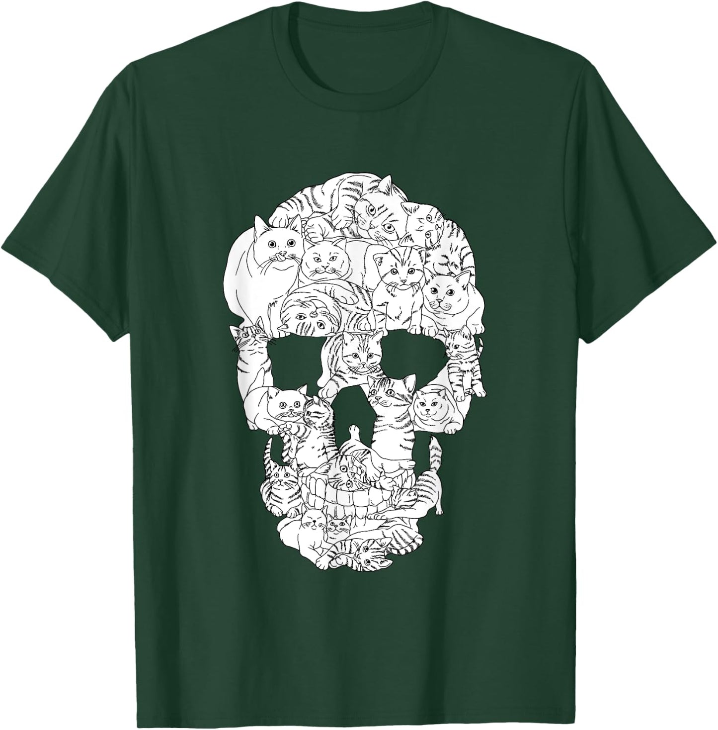 Cat Skull Kitty Skeleton Halloween Emo Goth Punk Girl Teens T-Shirt - T-Shirt | Forest