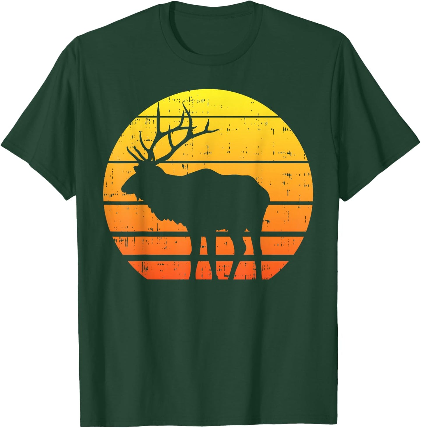 Deer Sunset Elk Buck Hunting Archery Hunter Archer Gift T-Shirt - T-Shirt | Forest
