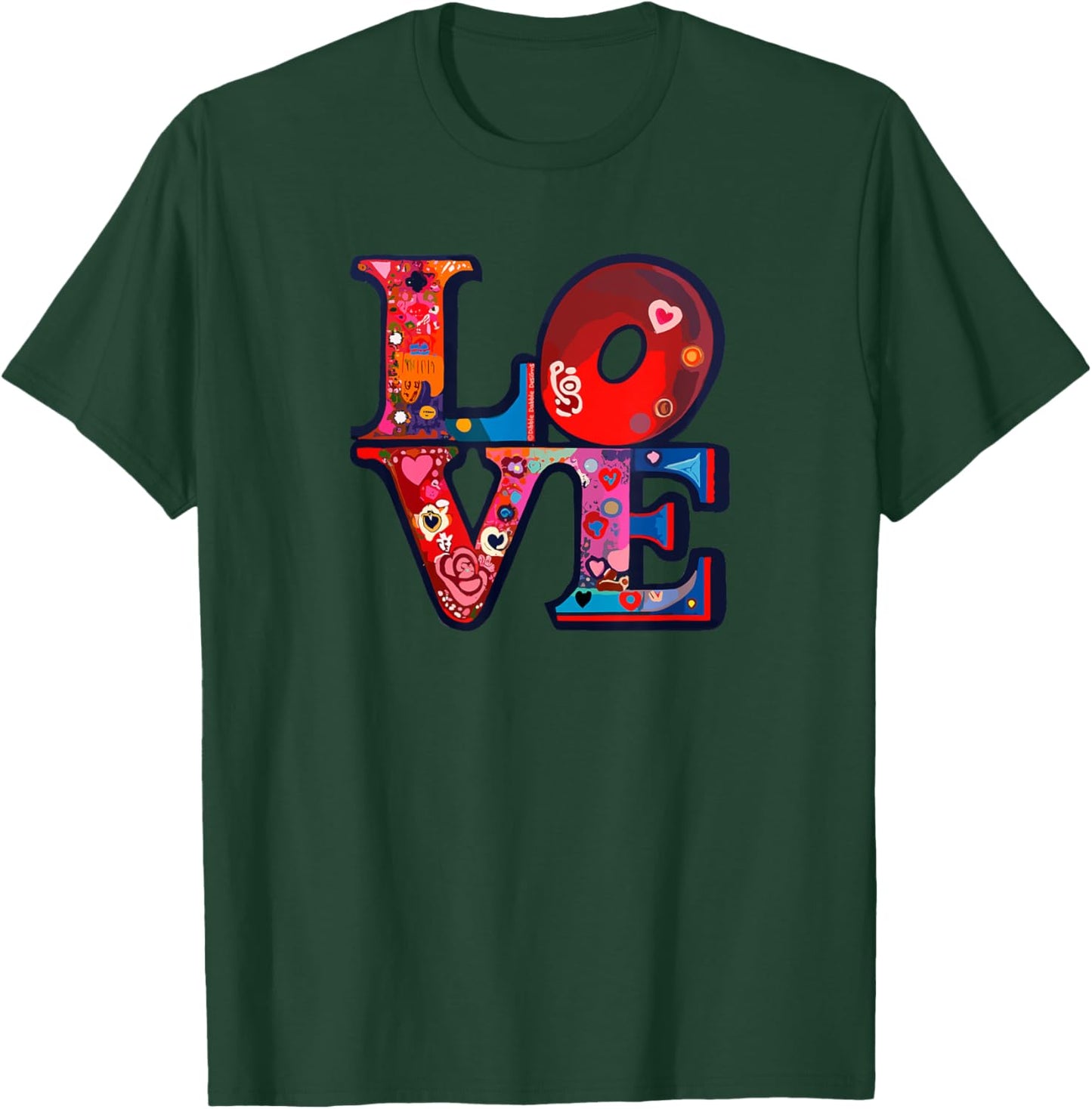 Retro Hippie Style 60s 70s Artistic Stacked Letters LOVE T-Shirt - T-Shirt | Forest