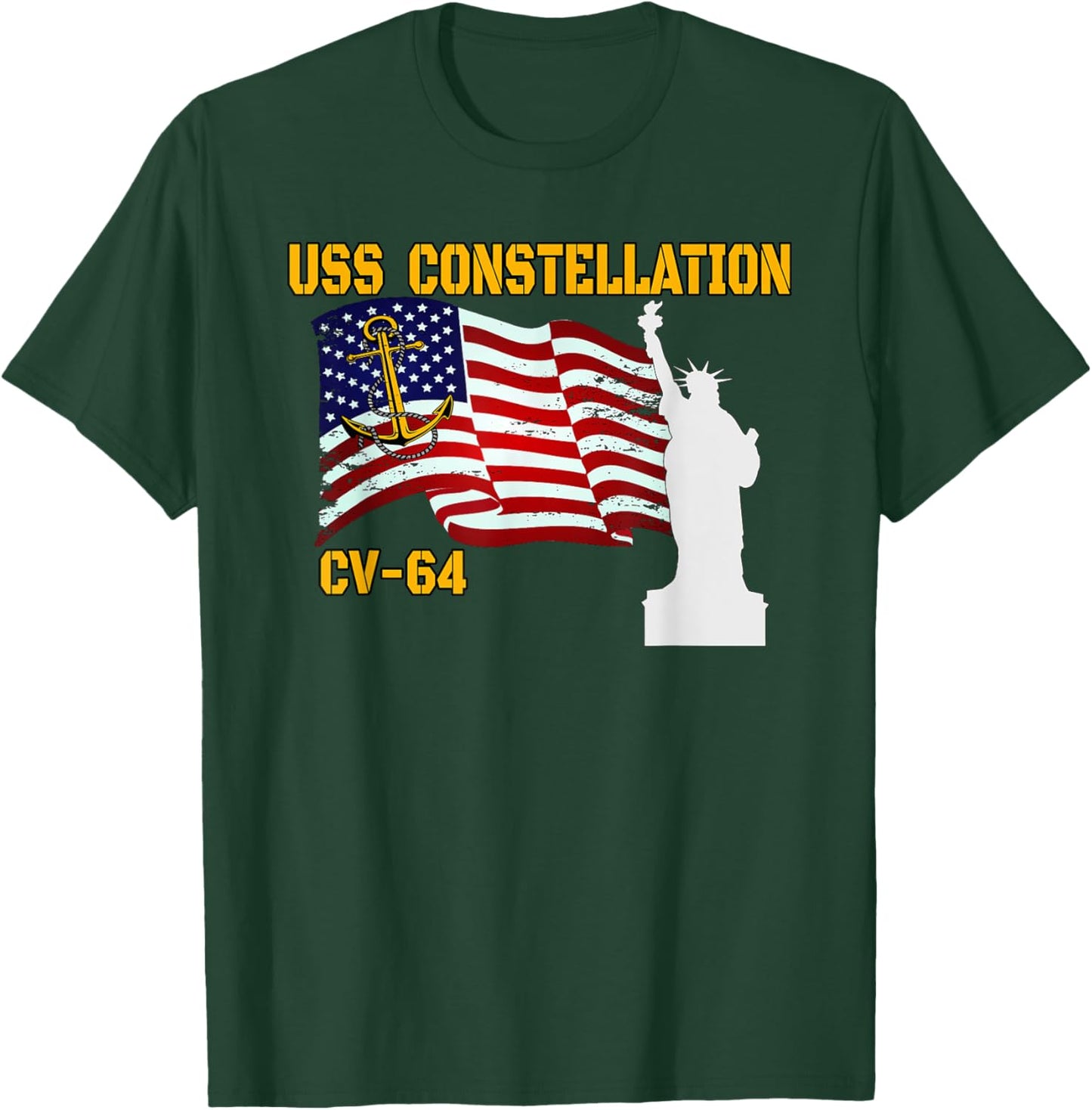 Aircraft Carrier USS Constellation Veterans Father Grandpa T-Shirt - T-Shirt | Forest