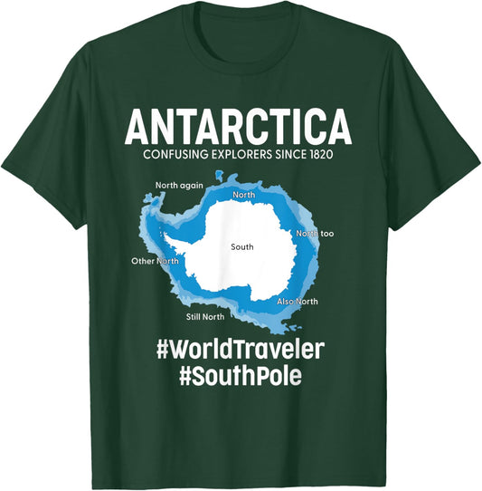 Antarctica Confusing Continent Geography Funny Antarctic Map T-Shirt - T-Shirt | Forest