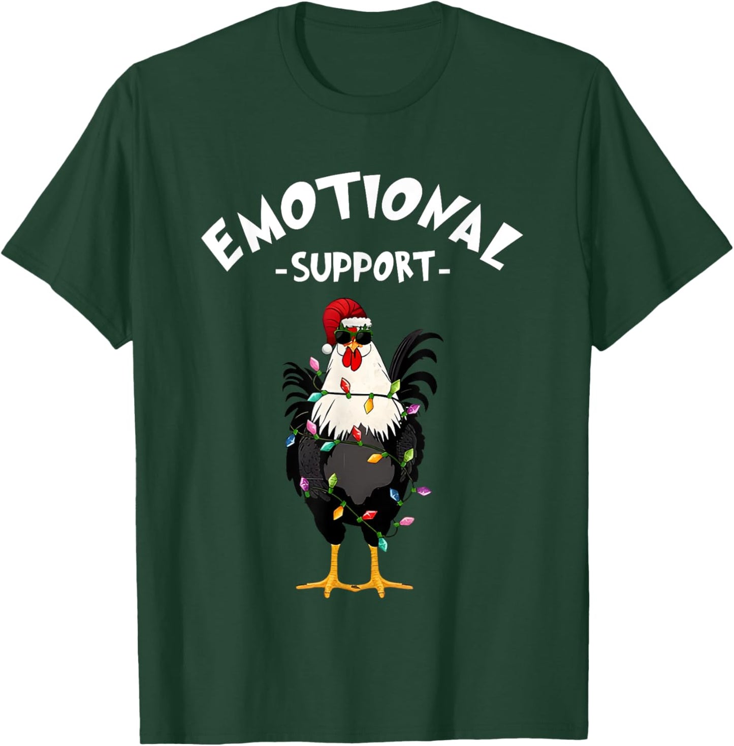 Chicken Emotional Support Cock Funny Christmas T-Shirt - T-Shirt | Forest