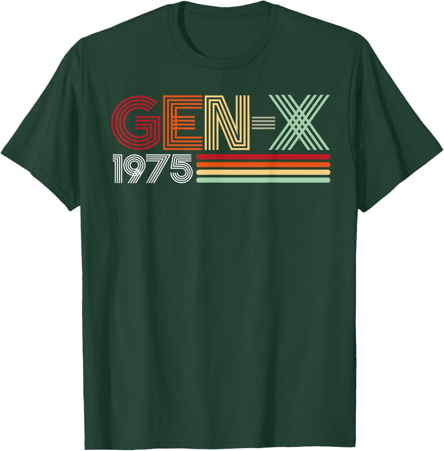Gen X 1975 Retro Generation Xer Vintage Text Style T-Shirt - T-Shirt | Forest