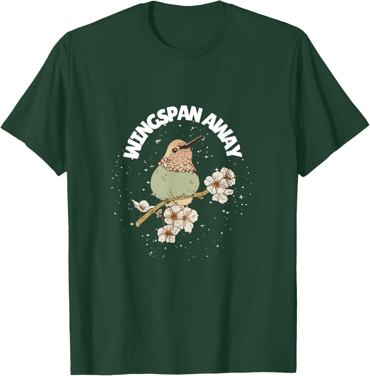 Wingspan Away Bird Lover Nature Retro Floral Style T-Shirt - T-Shirt | Forest