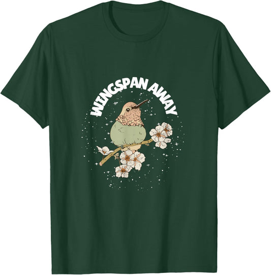 Wingspan Away Bird Lover Nature Retro Floral Style T-Shirt - T-Shirt | Forest