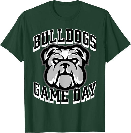 Bulldogs Game Day Sports Baseball Football Print Mom Dad T-Shirt - T-Shirt | Forest
