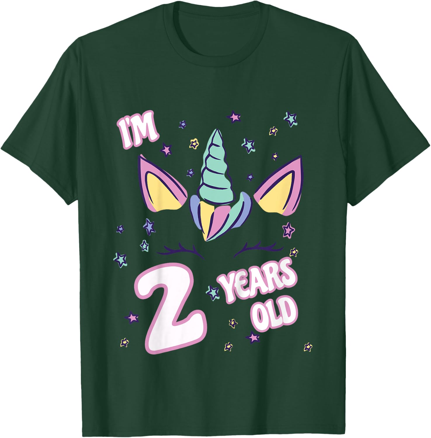 Unicorn 2nd birthday i'm 2 years old girl unicorn design T-Shirt - T-Shirt | Forest