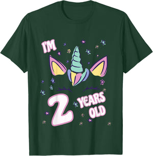 Unicorn 2nd birthday i'm 2 years old girl unicorn design T-Shirt - T-Shirt | Forest