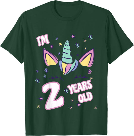 Unicorn 2nd birthday i'm 2 years old girl unicorn design T-Shirt - T-Shirt | Forest