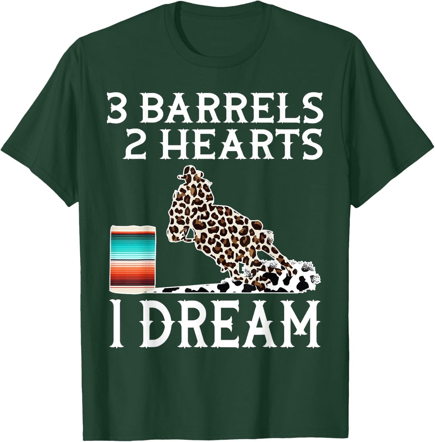 Horse Barrel Racing Western Serape Leopard Cow Rodeo Cowgirl T-Shirt - T-Shirt | Forest