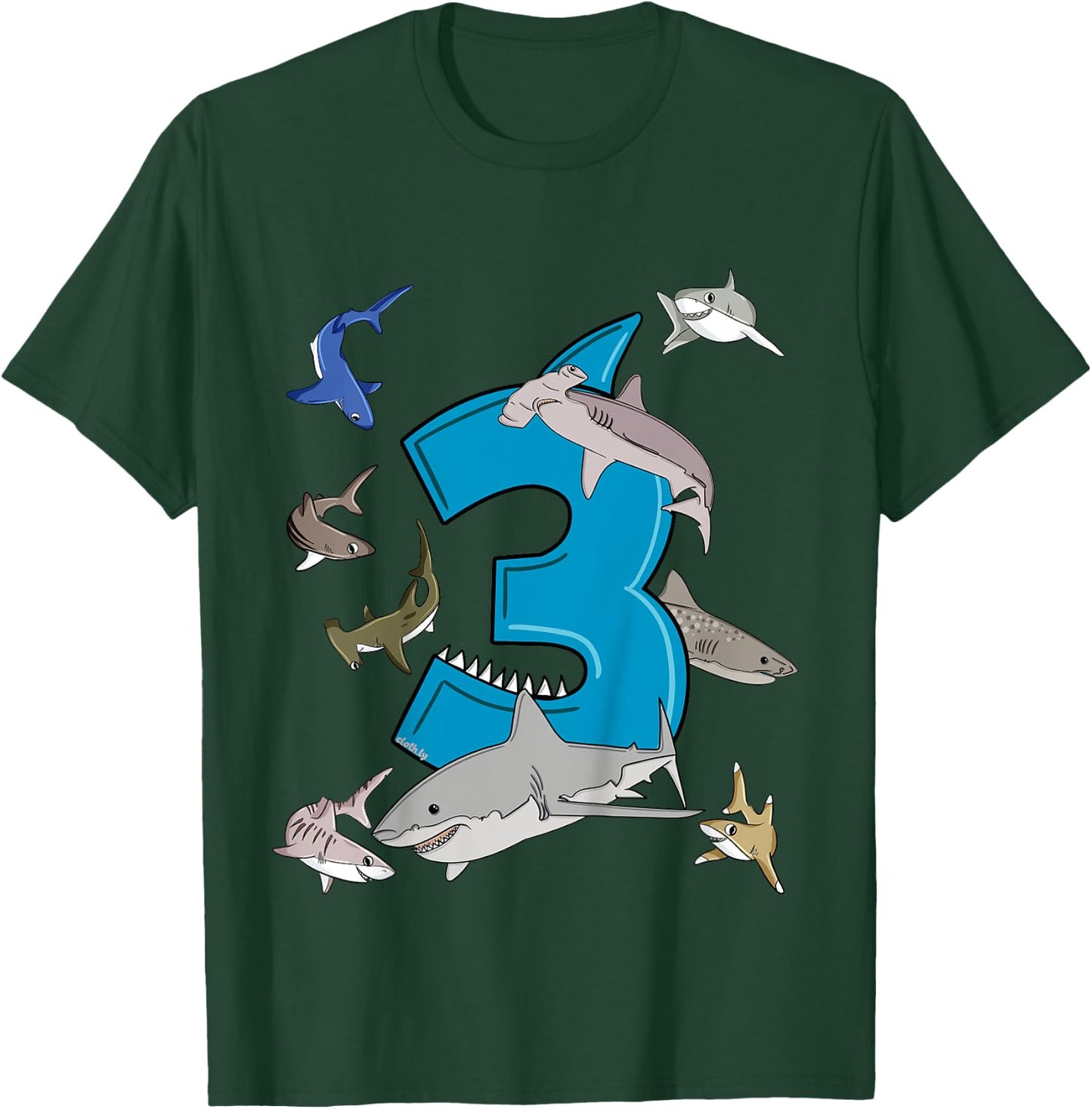 Kids 3rd Birthday boys shark white shark T-Shirt - T-Shirt | Forest