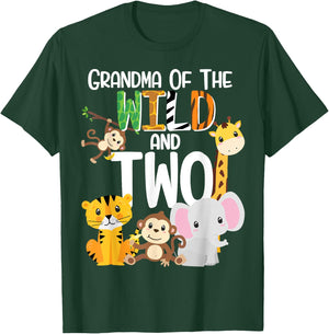Grandma of the Wild and Two Zoo Theme Birthday Safari Jungle T-Shirt - T-Shirt | Forest