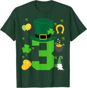 Toddler 3rd Birthday Patricks Day Themed 3 Year Old Boys Kid T-Shirt - T-Shirt | Forest