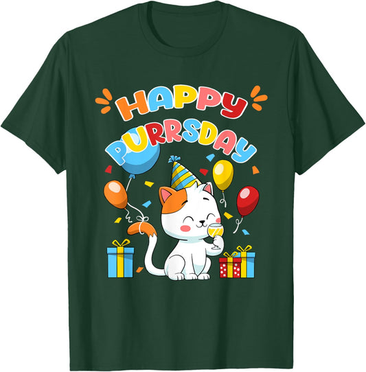 Happy Birthday Cat Kitten Lover Funny Cute Kitty Pet Owner Men Women Girls Kids T-Shirt - T-Shirt | Forest
