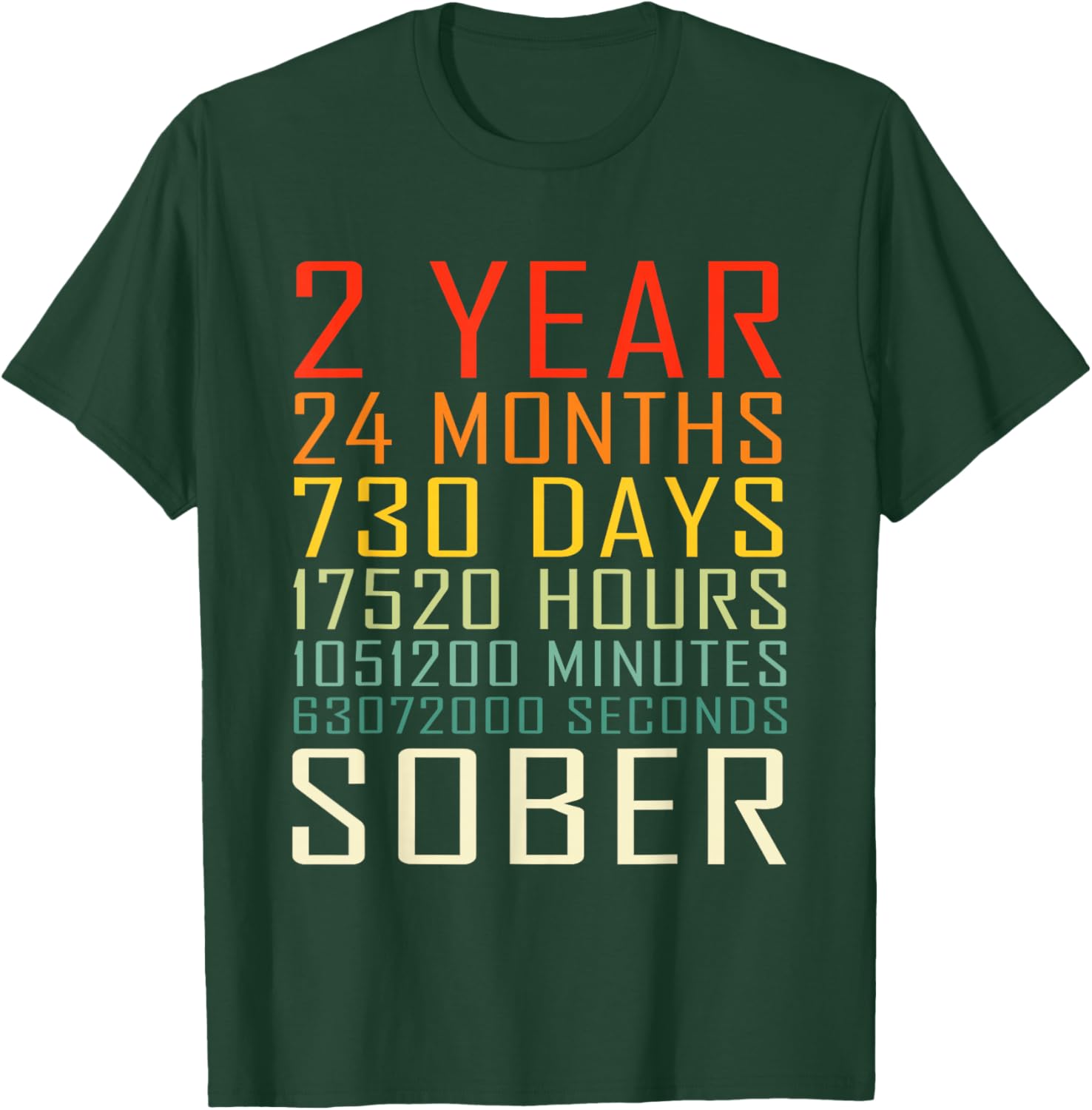 2 Year Sobriety Anniversary Vintage 2 Years Sober T-Shirt - T-Shirt | Forest