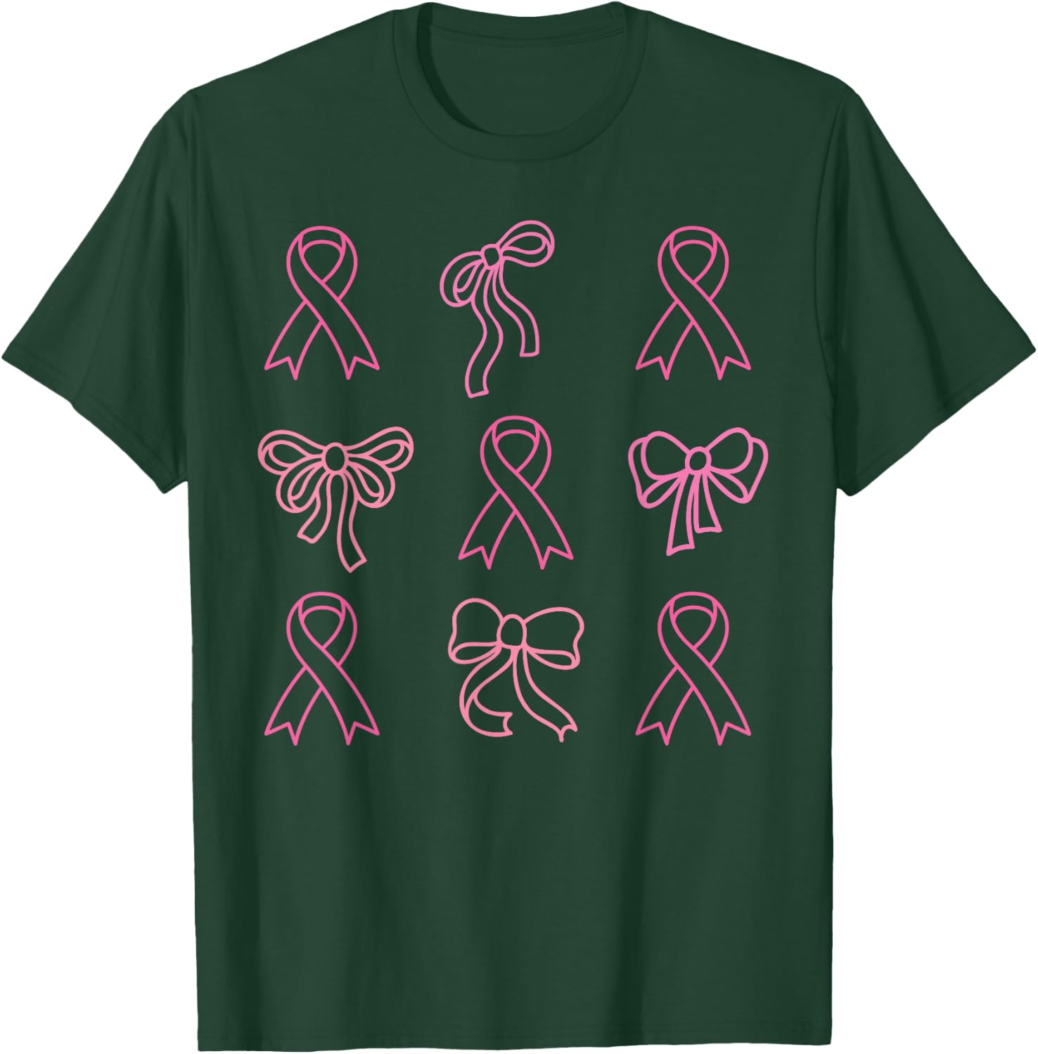 Breast Cancer Awareness Pink Coquette Bow Warrior T-Shirt - T-Shirt | Forest