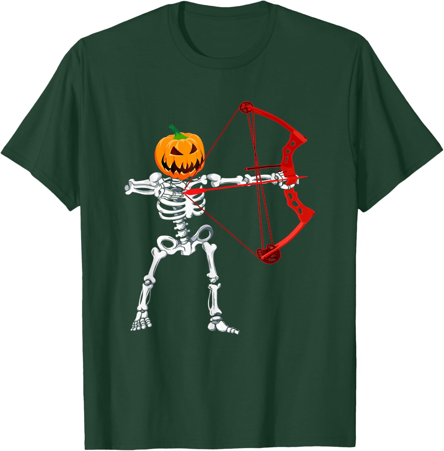 Skeleton Archery Halloween Pumpkin Bow Hunting T-Shirt - T-Shirt | Forest