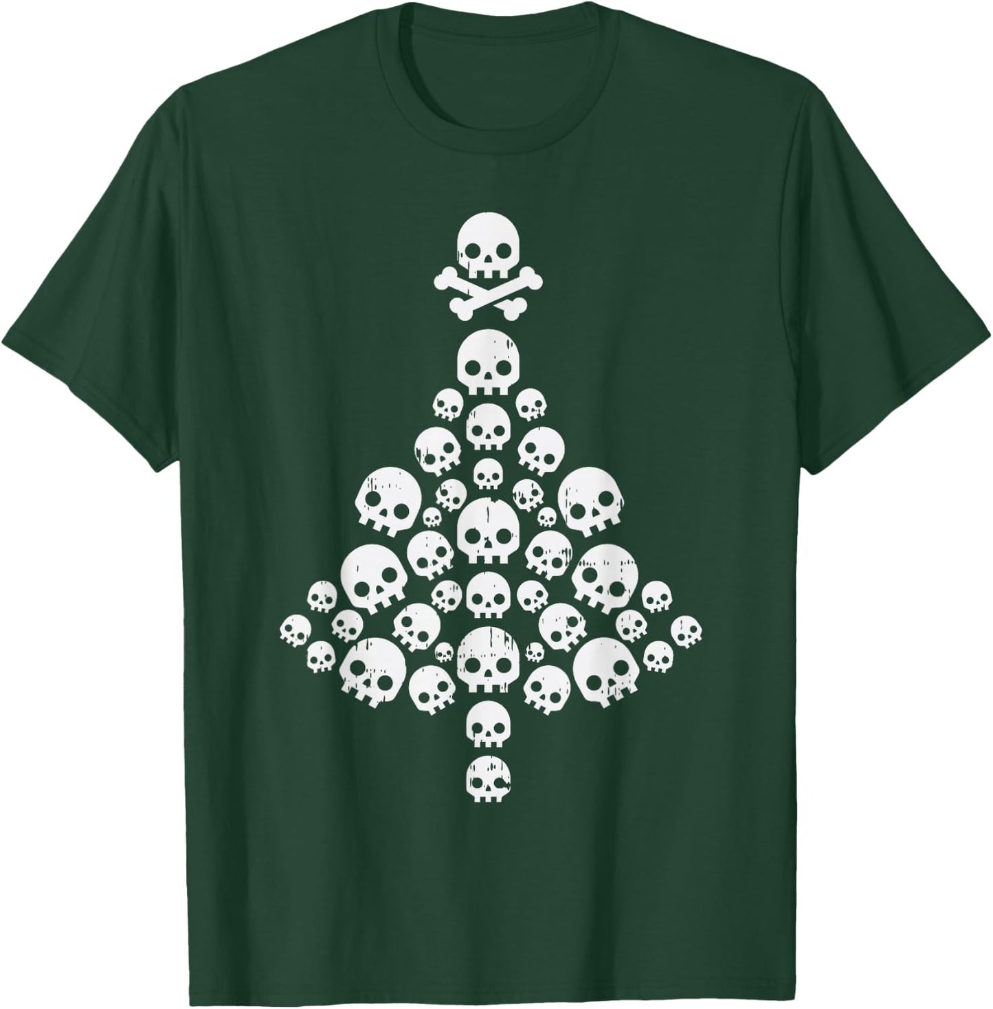 Skull Skeleton Christmas Tree Xmas Holiday Biker Rocker PJ T-Shirt - T-Shirt | Forest