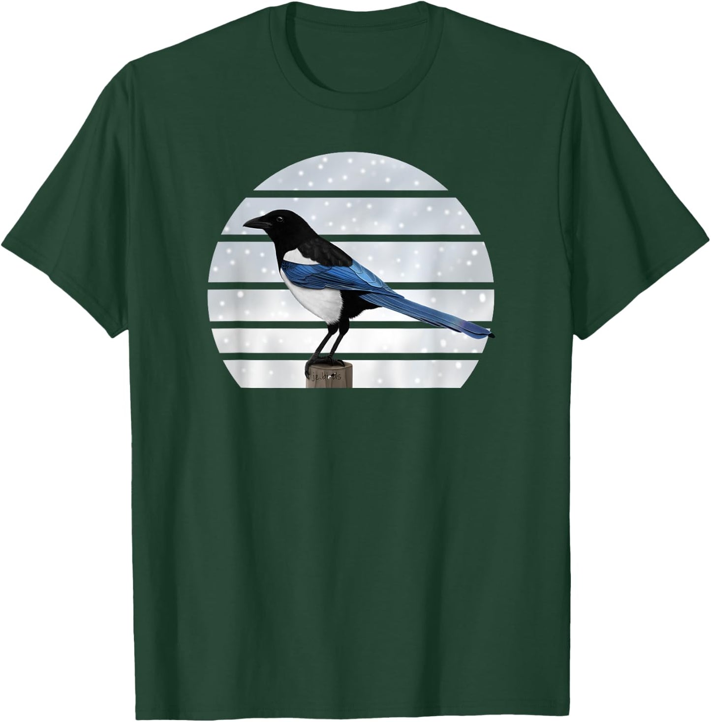 Magpie Winter Birds Christmas Snow Birder Birdwatching T-Shirt - T-Shirt | Forest