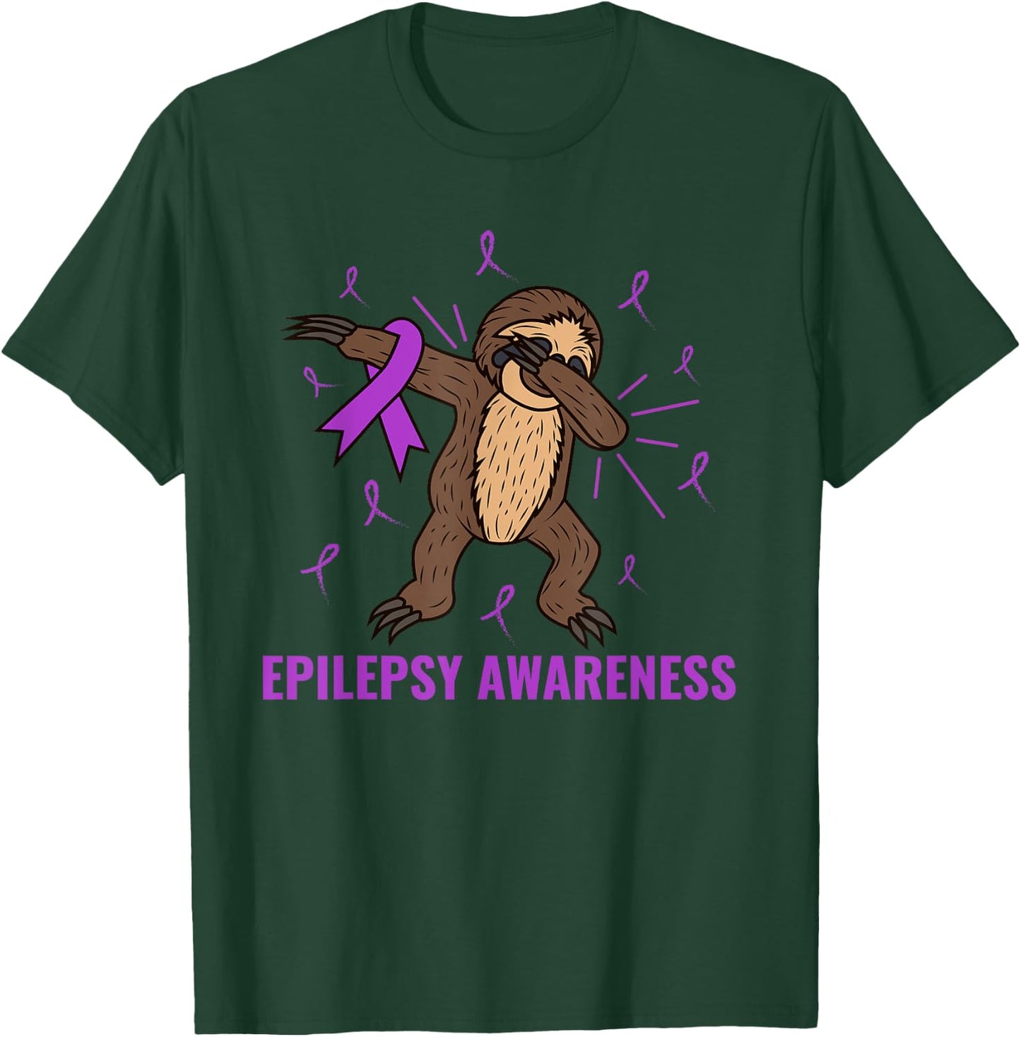 Epilepsy Awareness Month Sloth Advocate Epileptic Dabbing T-Shirt - T-Shirt | Forest