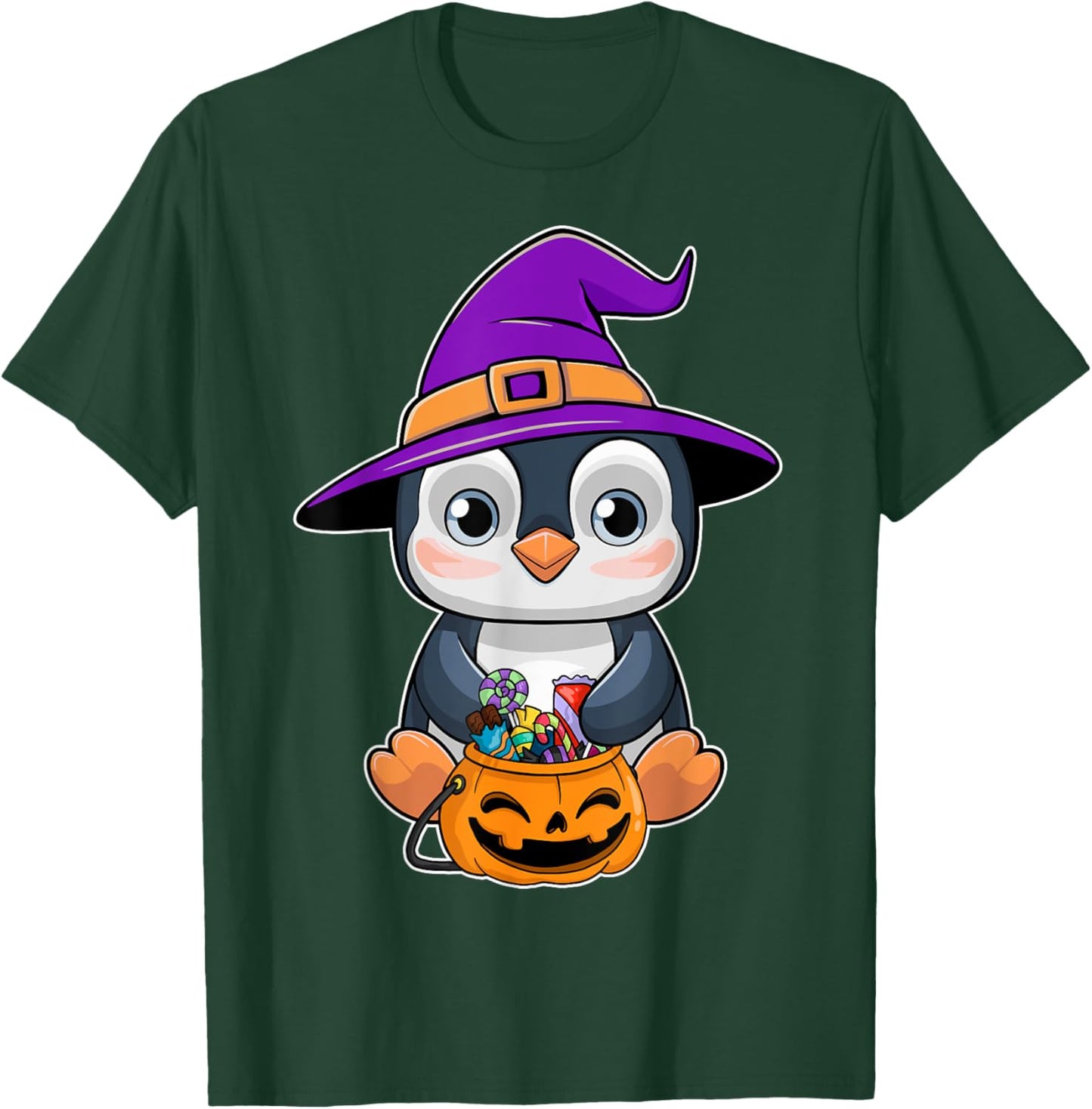 Penguin Halloween Witch Hat Pumpkin Penguin Halloween T-Shirt - T-Shirt | Forest