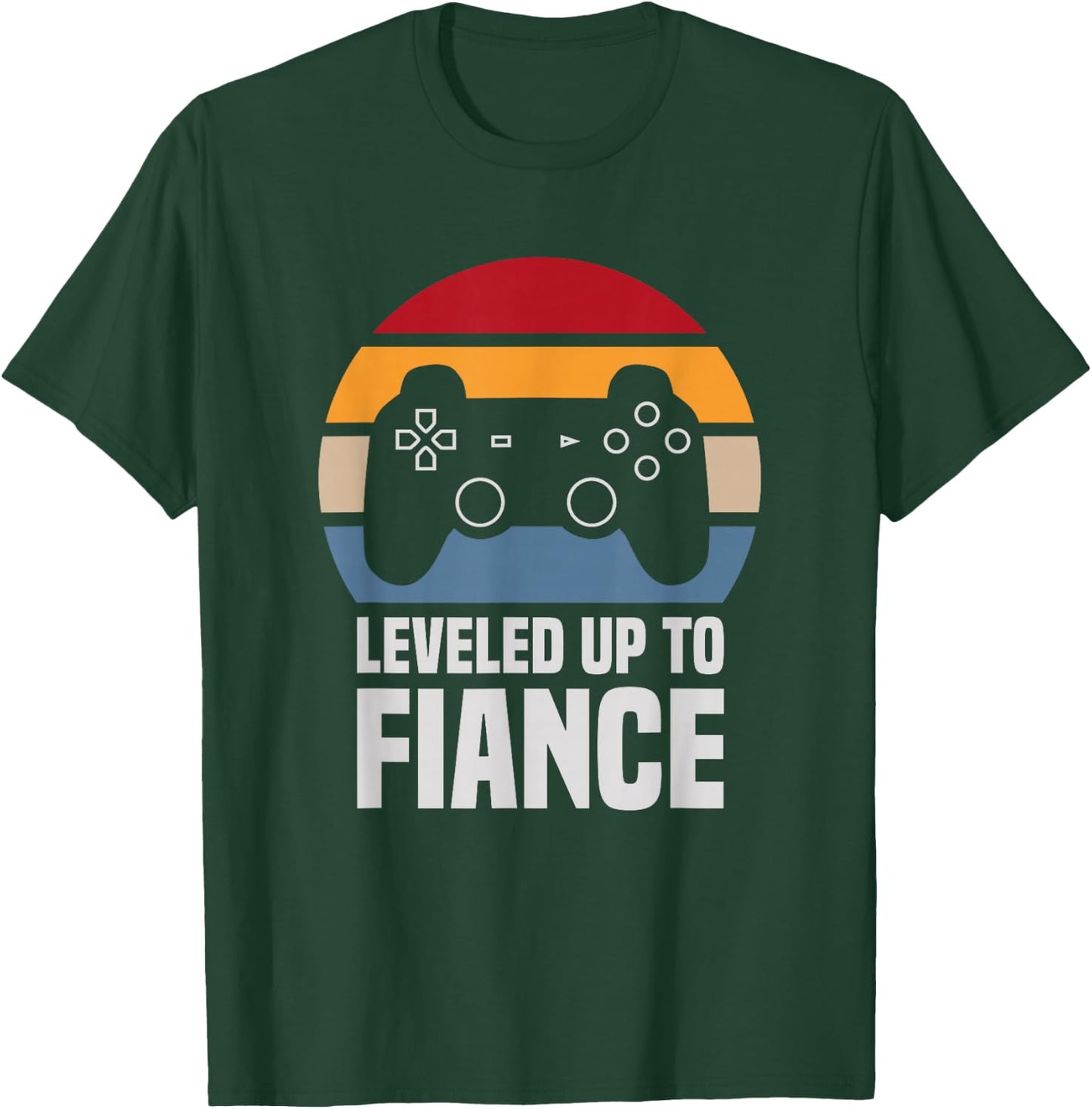Leveled Up To Fiance Gifts Newly Engaged Couple T-Shirt - T-Shirt | Forest