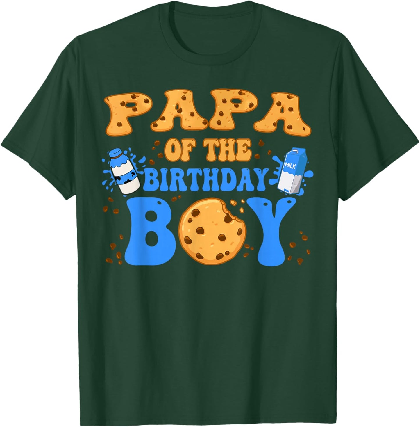Papa Of The Birthday Boy Milk and Cookies Lover T-Shirt - T-Shirt | Forest