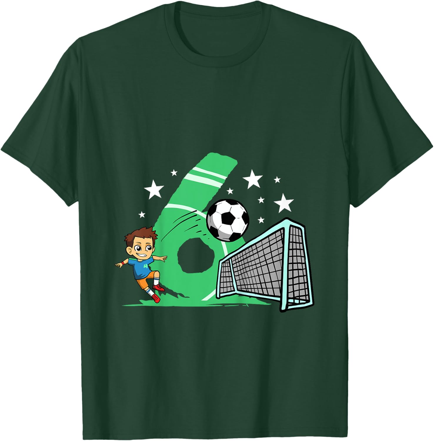 6th Birthday Football Shirt Gift 6 Years Football Player T-Shirt - T-Shirt | Forest
