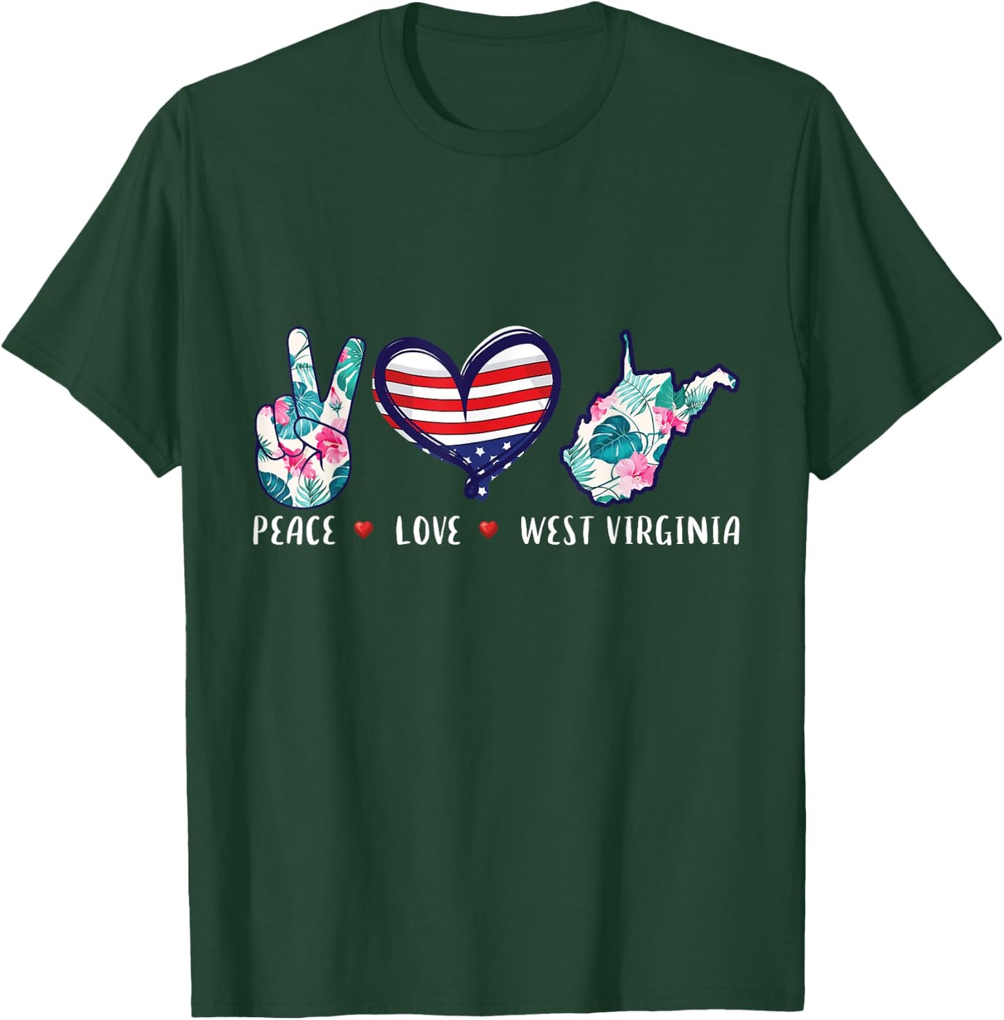 Peace love West Virginia flag grown Souvenirs women T-Shirt - T-Shirt | Forest