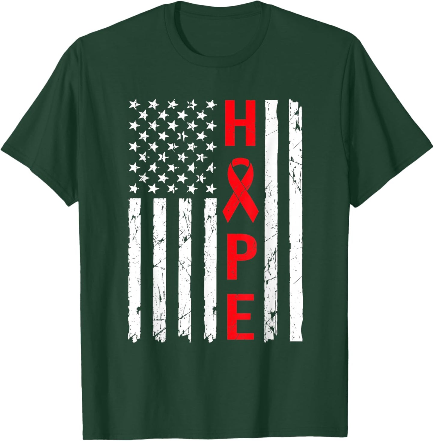 Hope Aids Flag Red Ribbon World Aids Day Hiv Aids Awareness T-Shirt - T-Shirt | Forest