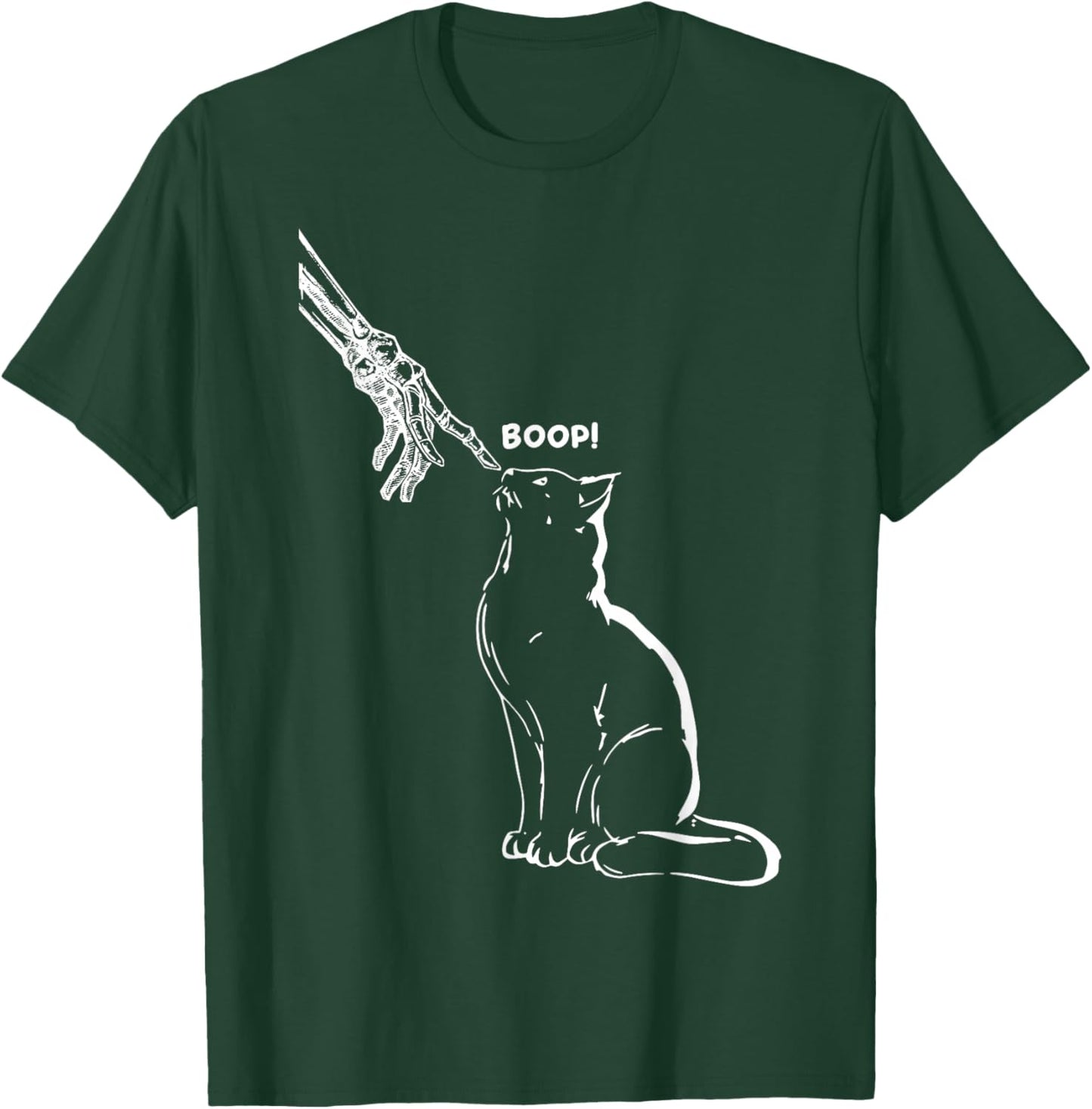 Black Cat Skeleton Hand Boop Halloween Pet Women Girls Kids T-Shirt - T-Shirt | Forest