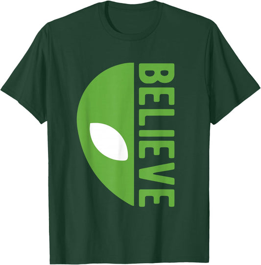 Alien Believe Sign Funny UFO For Funny Alien Believers UFOS T-Shirt - T-Shirt | Forest